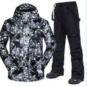 Burton Black and Gray Ski Jacket with Hood and Water-Resistant Material